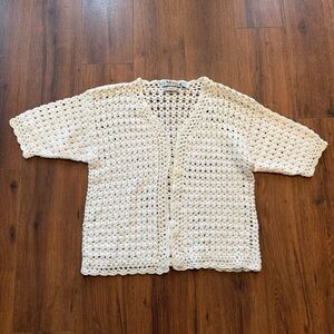 Vintage Hand Crocheted Cream Cardigan
